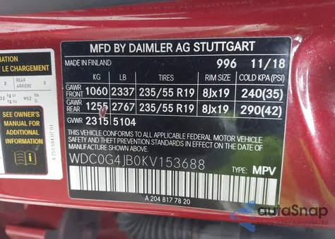 2019 Mercedes-Benz Glc 300 z USA, uszkodzony, nr VIN WDC0G4JB0KV153688